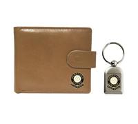 Knight Cartera y llavero de cuero beige con diseño de fútbol Hereford, beige, Clásico