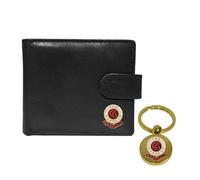 Knight Cartera y llavero de cuero negro con diseño de fútbol Arsenal, Black