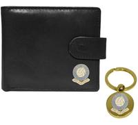 Knight Cartera y llavero de cuero negro con diseño de fútbol Manchester Blues, Black, Clásico