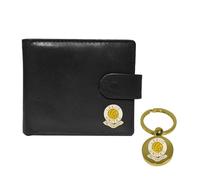 Knight Cartera y llavero de cuero negro de fútbol Leeds, Black, Clásico
