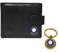 Knight Cartera y llavero de cuero negro de fútbol Leicester, Black, Clásico