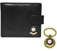 Knight Cartera y llavero de cuero negro de fútbol WBA, Black, Clásico