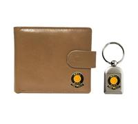 Knight Cartera y llavero de piel beige con diseño de fútbol, beige, Clásico