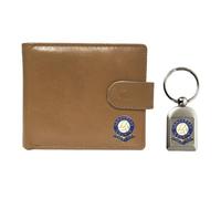 Knight Cartera y llavero de piel beige con diseño de fútbol Stockport, beige, Clásico