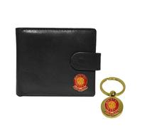 Knight Cartera y llavero de piel negra con diseño de fútbol Bristol C, Black, Clásico