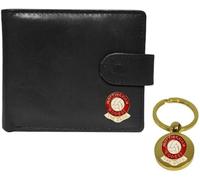 Knight Cartera y llavero de piel negra con diseño de fútbol Nottingham Reds, Black, Clásico