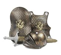 Knight Costume Kids 4pcs/Set Dragon Patrón Medieval Knight Armor Incluye Casco, Escudo, Espada y Trajes de Vestir para niños para el Juego de Roles, Cosplay, Halloween