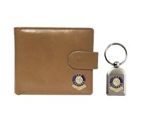 Knight Everton - Cartera y llavero de piel beige con diseño de fútbol, beige, Clásico