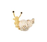 Knighthood - Broche de Solapa con Detalles de Swarovski, diseño de nácar y Caracol Dorado