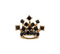 Knighthood Corona Dorada con Detalles de Swarovski Negro Broche de Solapa de la Camisa Stud para Hombres