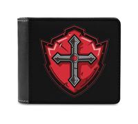Knights Templar Crusader Cross - Cartera plegable para hombre con tarjetero y monedero de piel