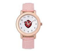 Knights Templar Crusader Cross - Elegante reloj analógico de cuarzo para mujer con correa de piel