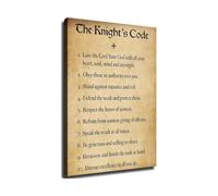Knight's Vow Code of Chivalry Wall Art - Medieval Quote Poster for Castle Themed Room & Home Library Decor(Unframed,12X18inch(30X45cm))