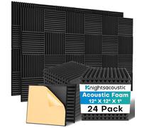 Knightsacoustic Paquete de 24 paneles de espuma a prueba de sonido para paredes con autoadhesivos, paneles de espuma acústica de 12 x 12 x 1, paneles acústicos de alta densidad, absorción de sonido,