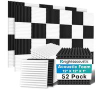 Knightsacoustic Paquete de 52 paneles de espuma acústica, paneles de espuma a prueba de sonido de 1 x 12 x 12 pulgadas para paredes, paneles acústicos de alta densidad que absorben el sonido, cuñas de