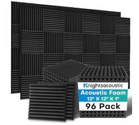 Knightsacoustic Paquete de 96 paneles de espuma a prueba de sonido para paredes, paneles de espuma acústica de 1 x 12 x 12 pulgadas, paneles acústicos de alta densidad que absorben el sonido, cuñas de