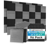 Knightsacoustic Paquete de 96 paneles de espuma a prueba de sonido para paredes, paneles de espuma acústica de 1 x 12 x 12 pulgadas, paneles acústicos de alta densidad que absorben el sonido, cuñas de