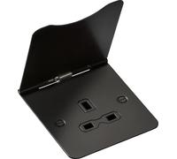 Knightsbridge 13A 1G - Enchufe de suelo sin conmutación (1 A, 1 G), color negro