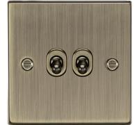 Knightsbridge CSTOG2AB - Interruptor de palanca de 2 vías (latón envejecido, 10 A, 2 G, borde cuadrado)