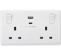 Knightsbridge CU9002 - Enchufe conmutado de 13 A 2G con balancines externos y USB dual (A+C) 5 V CC 4.8 A compartido