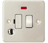 Knightsbridge FP6300FBC FPAV6300FBC - Placa Plana de 13 A con Interruptor de Fusible con Salida de neón y Flexible, Cromo Cepillado