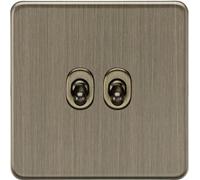 Knightsbridge Interruptor de palanca de 2 vías 10AX 2G, latón antiguo