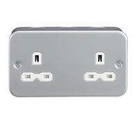 Knightsbridge MR9000U Metal revestido 13A 2 pandillas zócalo sin conmutar, plata, 45.0 mm* 81.5 mm* 142.0 mm