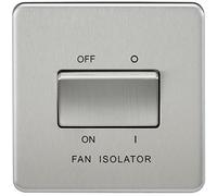 Knightsbridge SF1100BC - Interruptor 10 A 3 Polos Sin Tornillos Fan Aislador - Brushed Chrome
