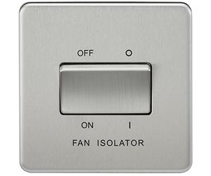 Knightsbridge SF1100BC - Interruptor 10 A 3 Polos Sin Tornillos Fan Aislador - Brushed Chrome
