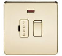 Knightsbridge SF6300NPB - 13 A Sin Tornillos Conmutada Unidad Spur Fusionado con Neon - Latón Pulido