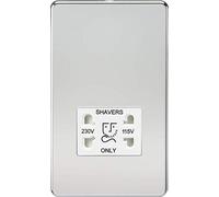 Knightsbridge SF8900PCW - 115-230 V Sin Tornillos De Doble Voltaje Afeitar Socket - Cromo Pulido Con Blanco Insertar