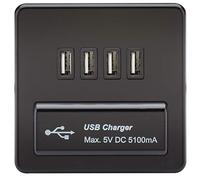 Knightsbridge SFQUADMB Salida de Cargador cuádruple (5.1 A), Inserto, Negro/Negro, USB - Quad