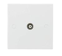 Knightsbridge Toma de TV coaxial de plástico con borde cuadrado blanco (no aislado)