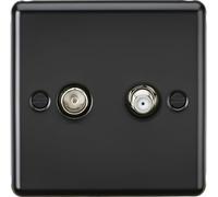 Knightsbridge Toma de TV y TV SAT (aislado) - Negro Mate