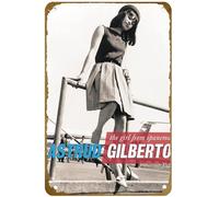 KNIOIL Astrud Gilberto - Póster musical vintage de metal con logotipo familiar, club, bar, cafetería, dormitorio, decoración de pared, regalo, 8 x 12 pulgadas
