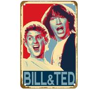 KNIOIL Bill And Ted'S Excellent Adventure Illustration - Póster de película de viaje en el tiempo de ciencia ficción de los años 80, letrero de metal vintage con logotipo de familia, club, bar