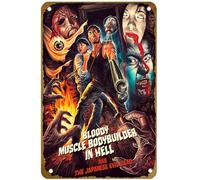 KNIOIL Bloody Muscle Body Builder in Hell (1995) - Póster de película vintage de metal con logotipo familiar, club, bar, cafetería, dormitorio, decoración de pared, regalo, 20 x 30 cm