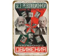 KNIOIL Cartel de metal vintage con diseño de Karl Marx Without A System Of Party Enlightenment S, reproducción rusa soviética comunista socialista, constructivismo, decoración de pared, regalo, 8 x 12