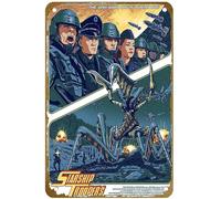 KNIOIL Cartel de metal vintage con el logotipo de The Only Good Bug Is A Dead Bug - Starship Troopers con logotipo de la familia, club, bar, cafetería, dormitorio, decoración de pared, regalo, 8 x 12