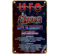 KNIOIL Cartel de metal vintage con logotipo de Saxon with Jared James Nichols (2017) con logotipo familiar, club, bar, cafetería, dormitorio, decoración de pared, regalo, 8 x 12 pulgadas