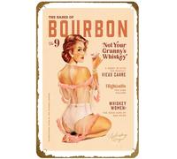 KNIOIL Cartel de metal vintage con texto en inglés "Babes Of Bourbon Vol 9 Not Your Granny's Whisky" con el logotipo de la familia, club, bar, cafetería, dormitorio, decoración de pared, regalo, 8 x
