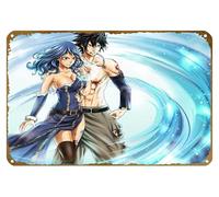KNIOIL Fairy Tail - Póster de anime de Juvia Lockser, color gris, con logotipo de la familia, club, bar, cafetería, dormitorio, decoración de pared, regalo, 8 x 12 pulgadas
