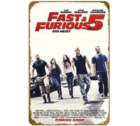 KNIOIL Fast Five (# 6 de 12) 2011 1 póster de película vintage de metal con logotipo familiar, club, bar, cafetería, dormitorio, decoración de pared, regalo, 8 x 12 pulgadas