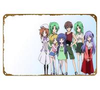 KNIOIL Furude Rika, When They Cry, Rena Ryūgū, Sonozaki Shion, Sonozaki Mion, Furude Hanyū, Hōjō Satoko, Maebara Keichi, Higurashi When They Cry Anime Poster Metal Tin Sign