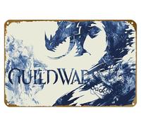 KNIOIL Guild Wars 2 - Póster de videojuegos de Guild Wars de Guild Wars, vintage, de metal, con logotipo de la familia, club, bar, cafetería, dormitorio, decoración de pared, regalo, 8 x 12 pulgadas