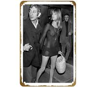 KNIOIL Jane Birkin And Serge Gainsbourg - Póster vintage de metal con logotipo de la familia, club, bar, cafetería, dormitorio, decoración de pared, regalo, 20 x 30 cm