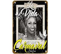KNIOIL La Vida ES un Carnaval Celia Cruz - Póster vintage de metal con logotipo familiar, club, bar, cafetería, dormitorio, decoración de pared, regalo, 8 x 12 pulgadas
