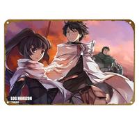KNIOIL Naotsugu Shiroe Log Horizon Akatsuki - Póster de anime vintage de metal con logotipo familiar, club, bar, cafetería, dormitorio, decoración de pared, regalo, 8 x 12 pulgadas
