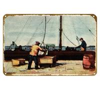 KNIOIL Póster de 1937 con texto en inglés "Boston Port Massachusetts Workers Paul Sample Art Tea Party Ship FZ3", cartel vintage de metal con logotipo, club familiar, bar, cafetería, dormitorio