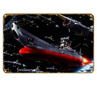 KNIOIL Póster de anime Battleship Sci Fi Spaceship Futuristic Warship Space Battleship Yamato, cartel de metal vintage con logotipo, club familiar, bar, cafetería, dormitorio, decoración de pared